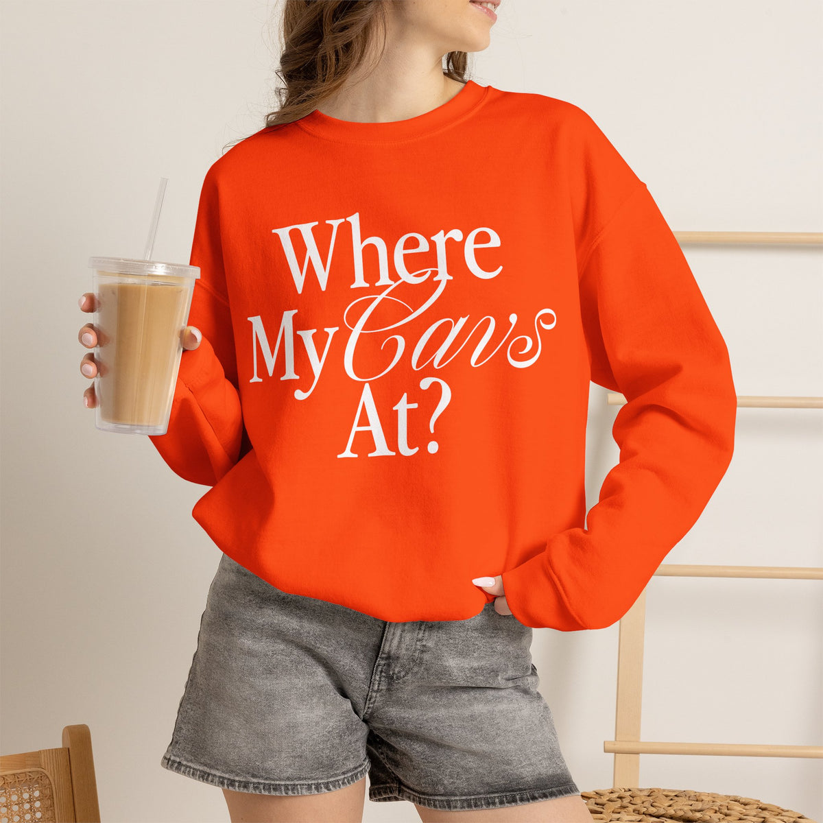 Where My Cavs At? Women's Crewneck Sweatshirt | Gildan 18000