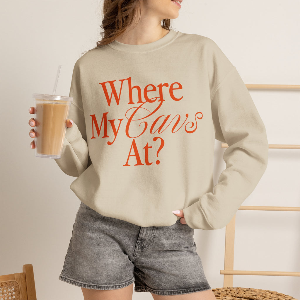 Where My Cavs At? Women's Crewneck Sweatshirt | Gildan 18000