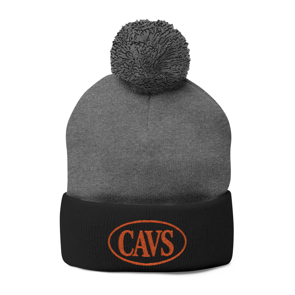 CAVS Embroidered Pom-Pom Knit Cap | Gray Pom Beanie