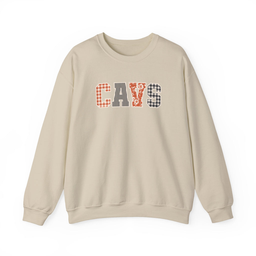 CAVS Women's Plaid Patch Letters Crewneck Sweatshirt | Gildan