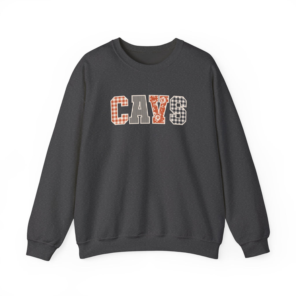 CAVS Women's Plaid Patch Letters Crewneck Sweatshirt | Gildan