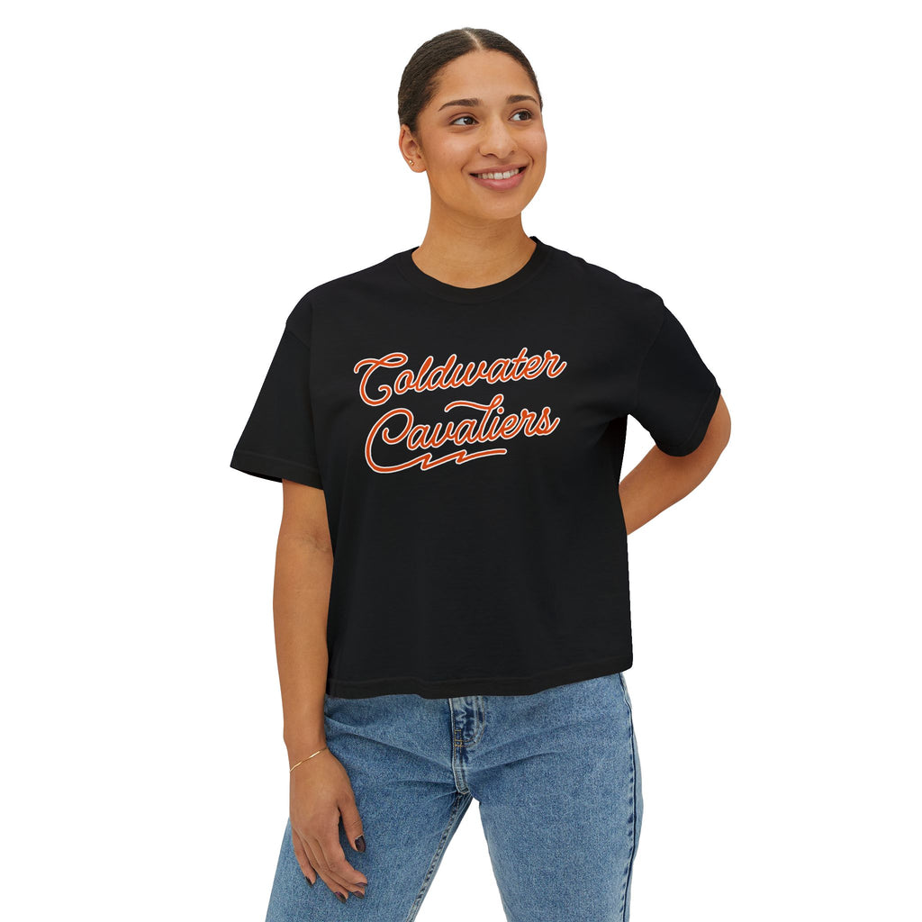 Coldwater Cavaliers Retro Script Women's Boxy T-Shirt | Comfort Colors