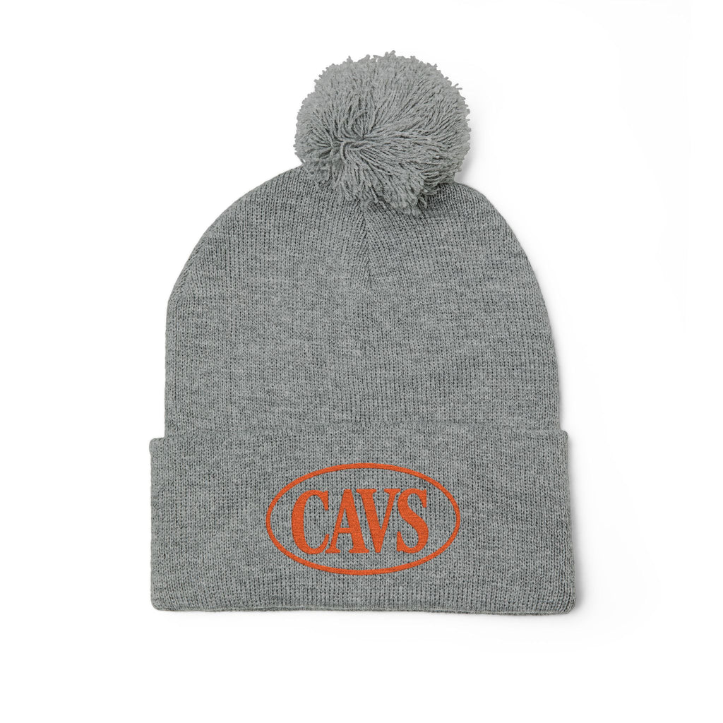 CAVS Embroidered Pom-Pom Knit Cap | Gray Pom Beanie