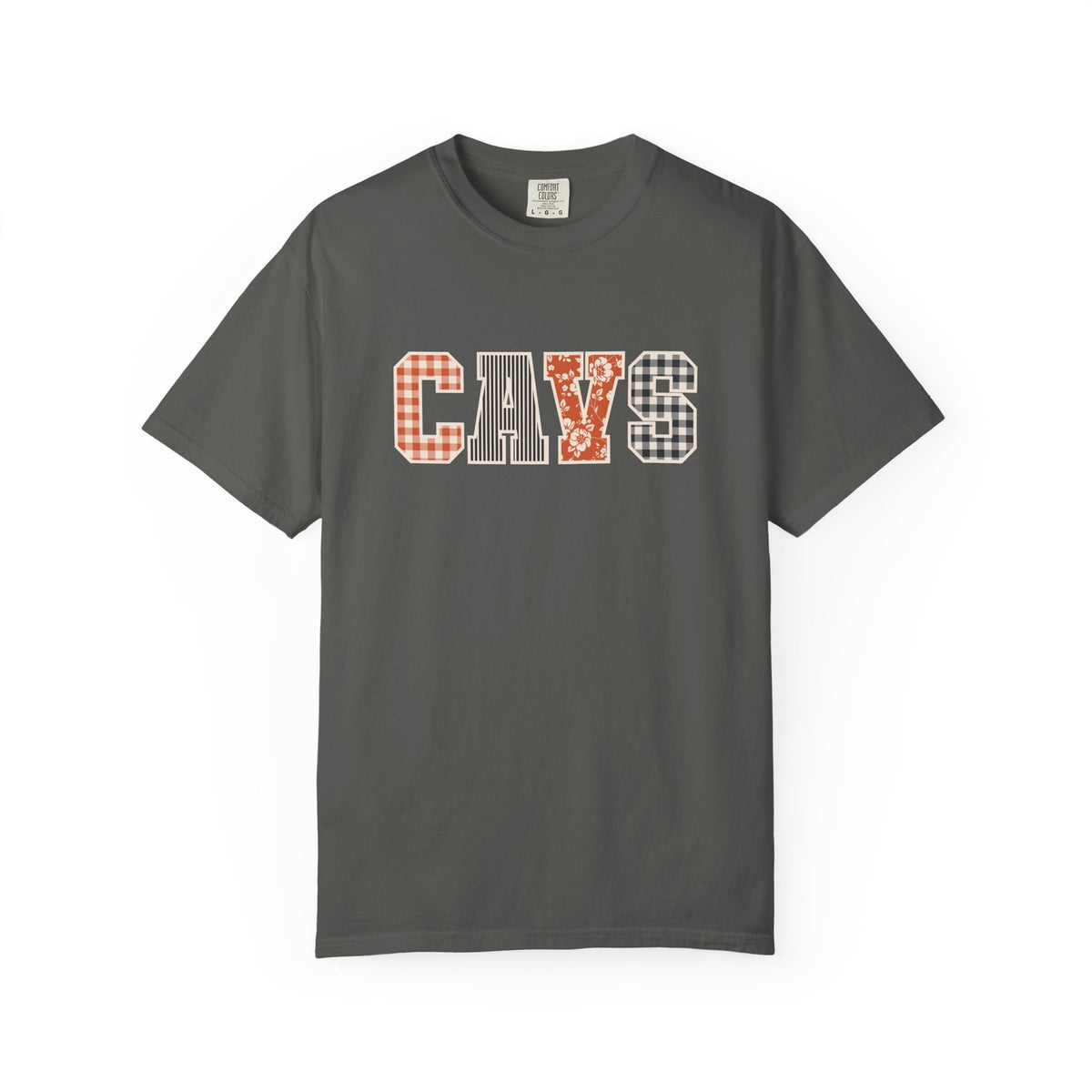 CAVS Women's Plaid Patch Letters T-shirt | Comfort Colors