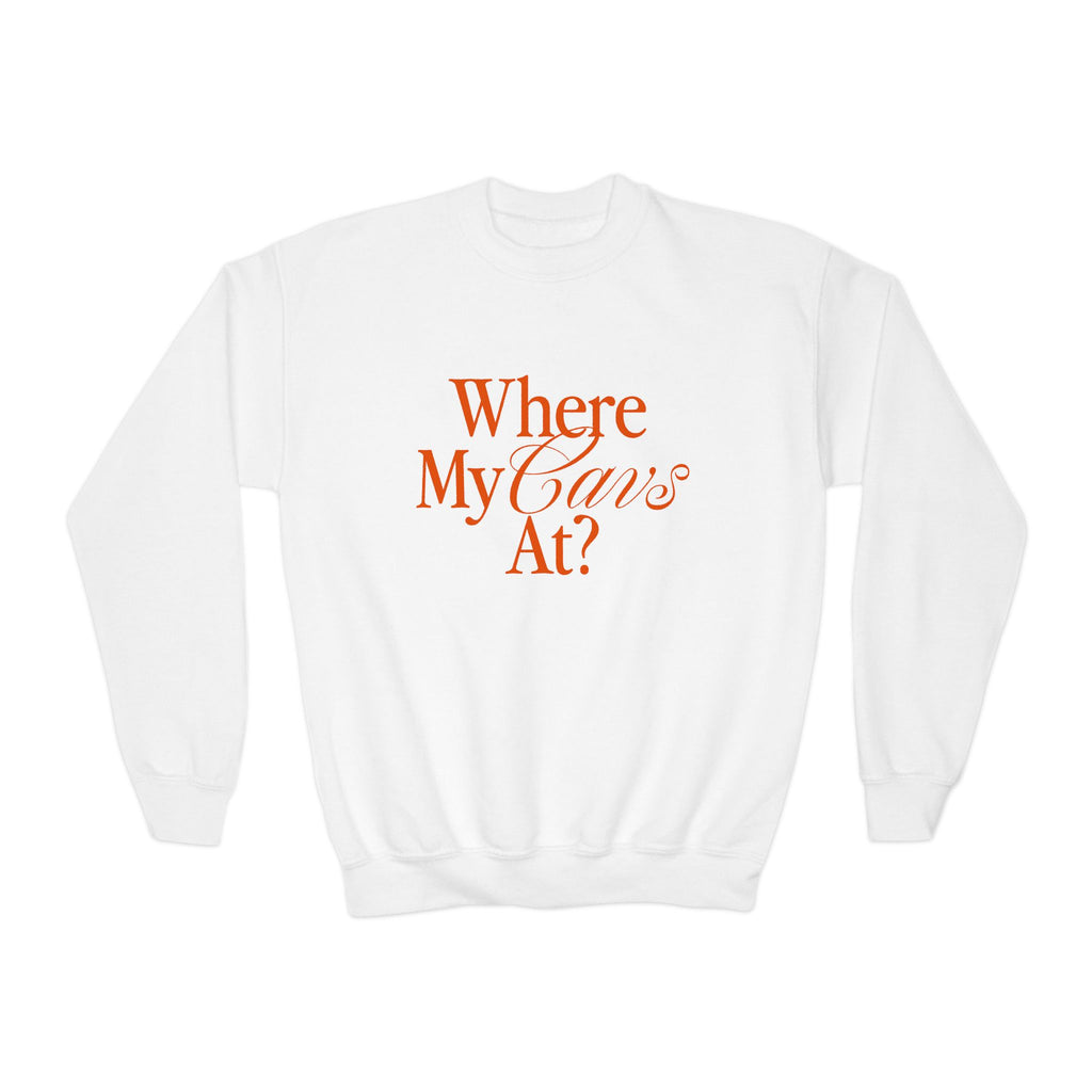 Where My Cavs At? Youth Crewneck Sweatshirt | Gildan