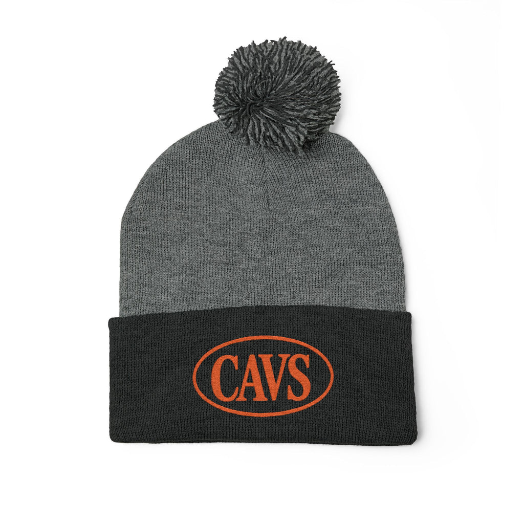 CAVS Embroidered Pom-Pom Knit Cap | Gray Pom Beanie