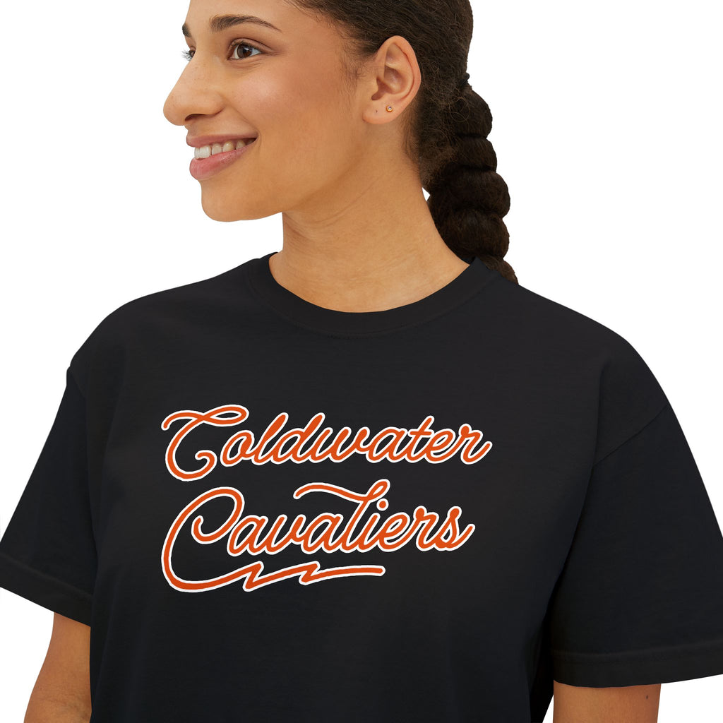 Coldwater Cavaliers Retro Script Women's Boxy T-Shirt | Comfort Colors