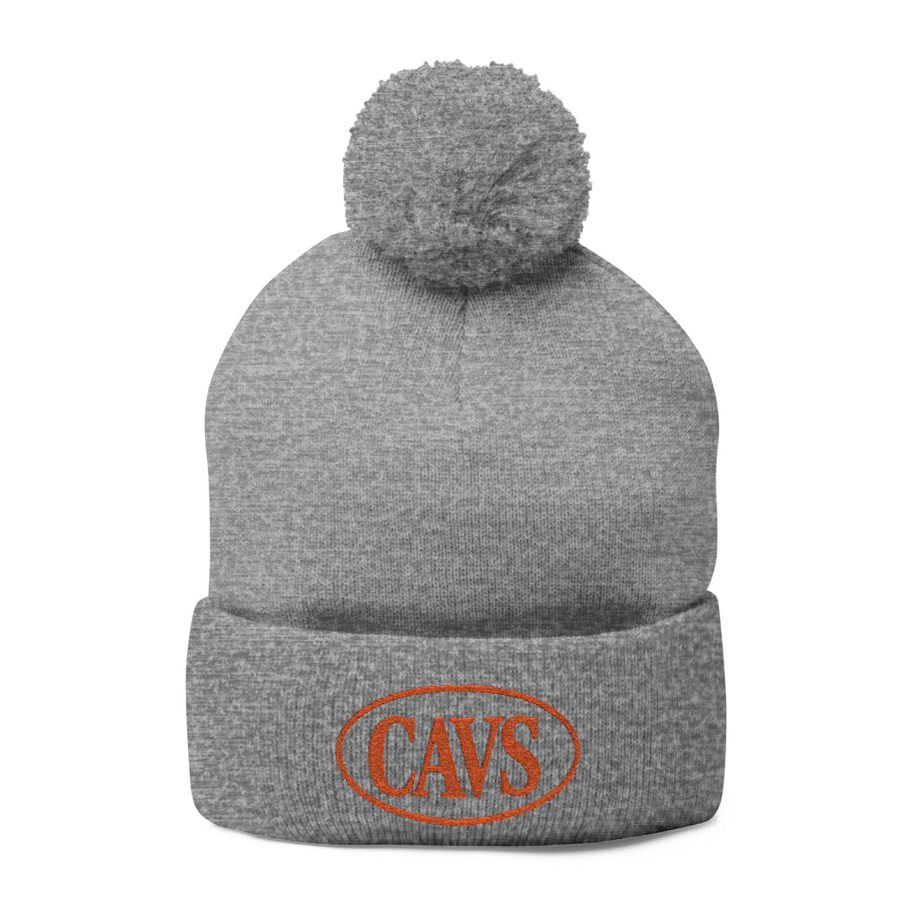 CAVS Embroidered Pom-Pom Knit Cap | Gray Pom Beanie