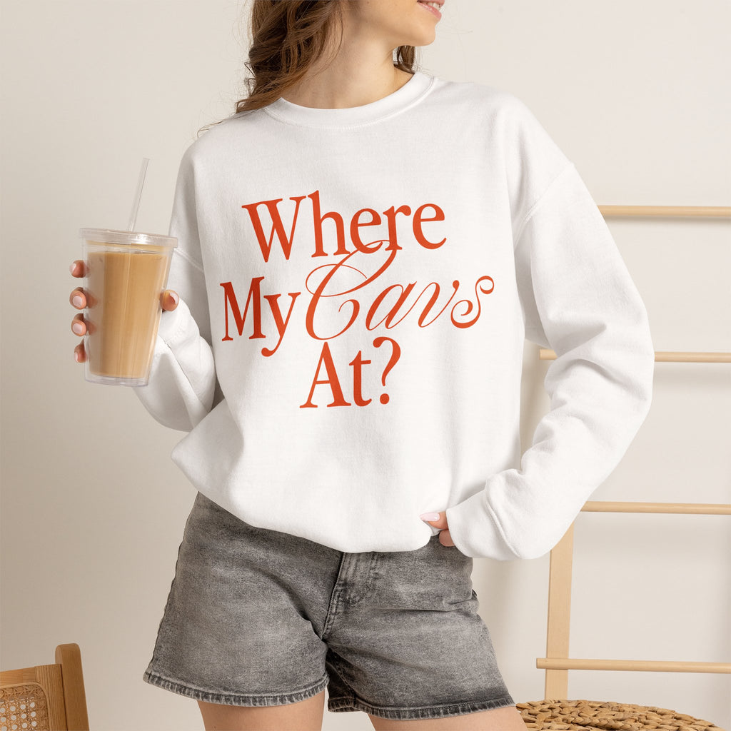 Where My Cavs At? Women's Crewneck Sweatshirt | Gildan 18000