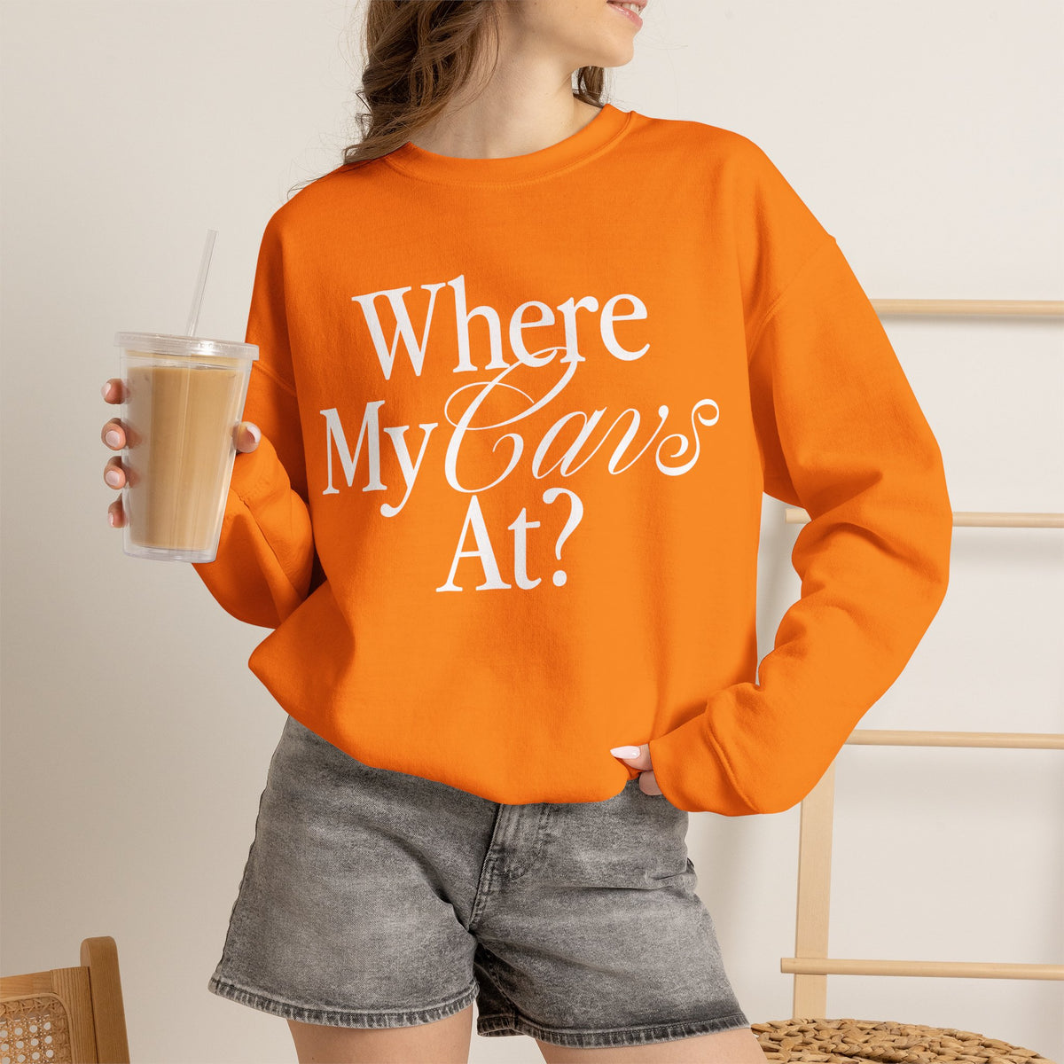 Where My Cavs At? Women's Crewneck Sweatshirt | Gildan 18000