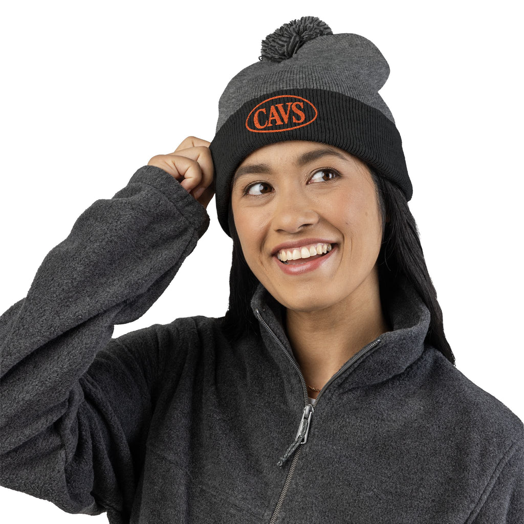 CAVS Embroidered Pom-Pom Knit Cap | Gray Pom Beanie